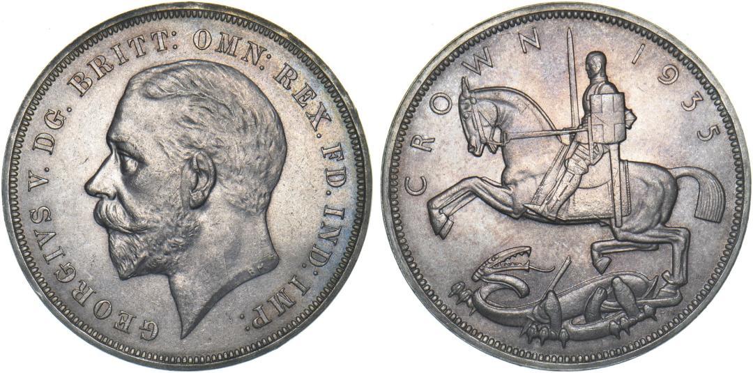 1935 イギリス １クラウン銀貨・アンティーク コイン