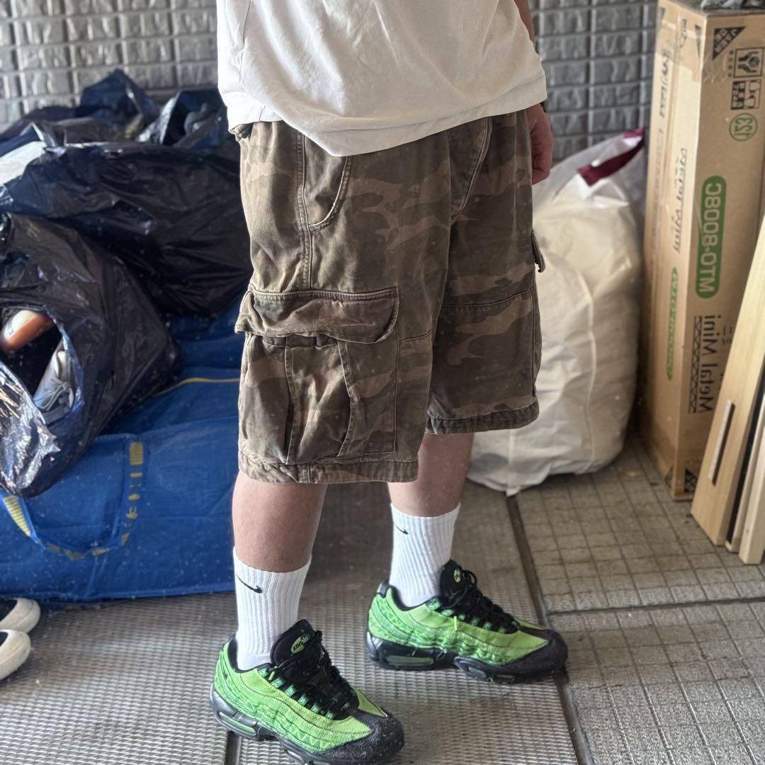 W36 アバクロ ワイドカーゴショーツ 迷彩 極太 膝下丈 ベッカム y2k