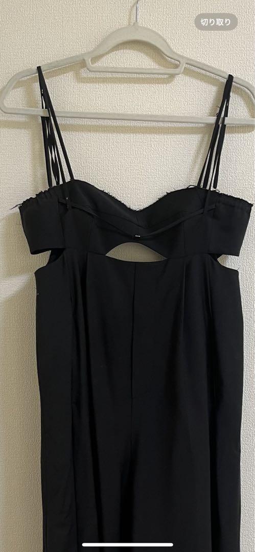 売上実績NO.1 黒 メゾンスペシャル サロペット ワイドレッグ ストラップ付き サロペット・オーバーオール・オールインワン