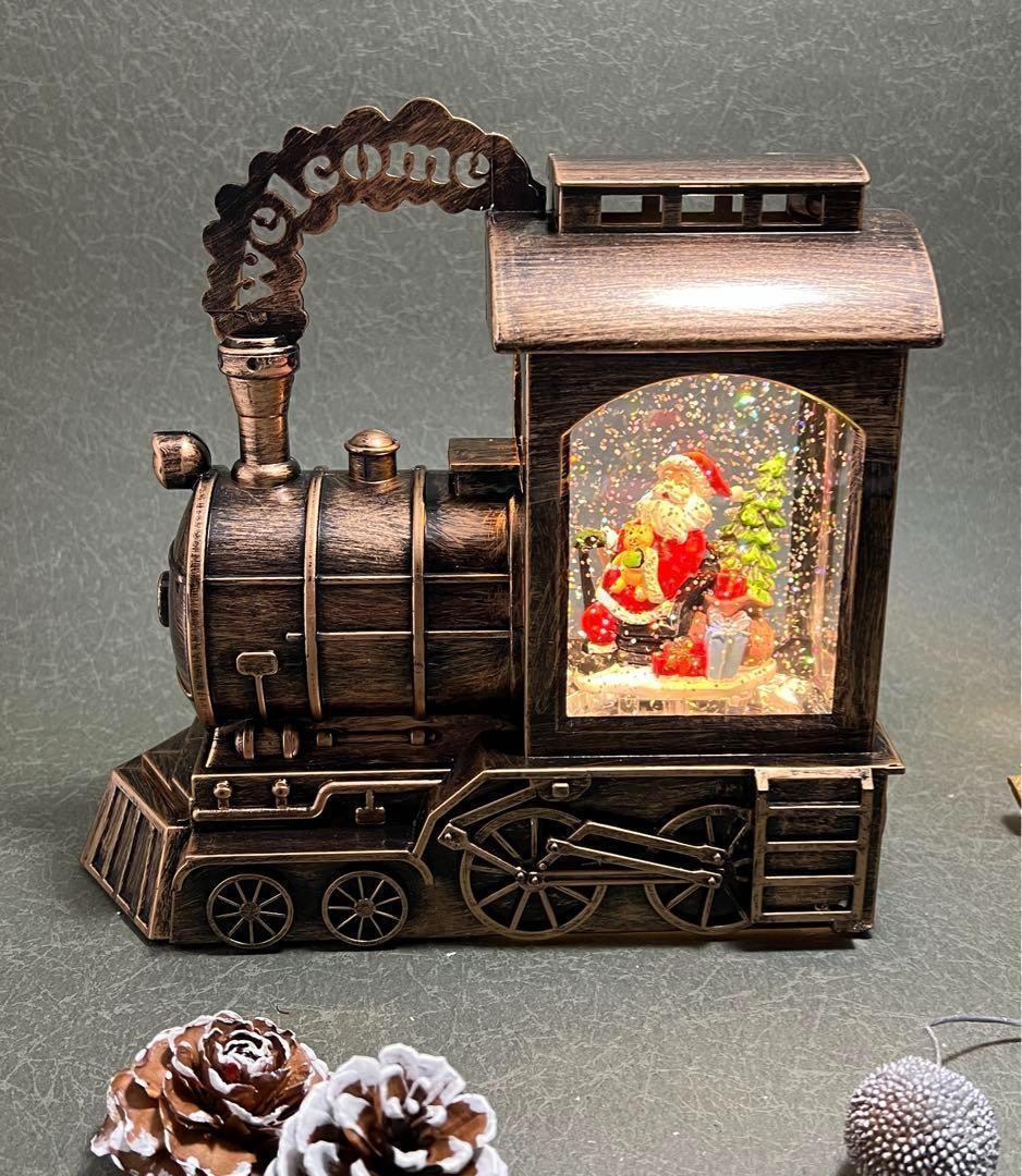 ミュージカルトレイン LEDライト スノードーム サンタ クリスマス置物
