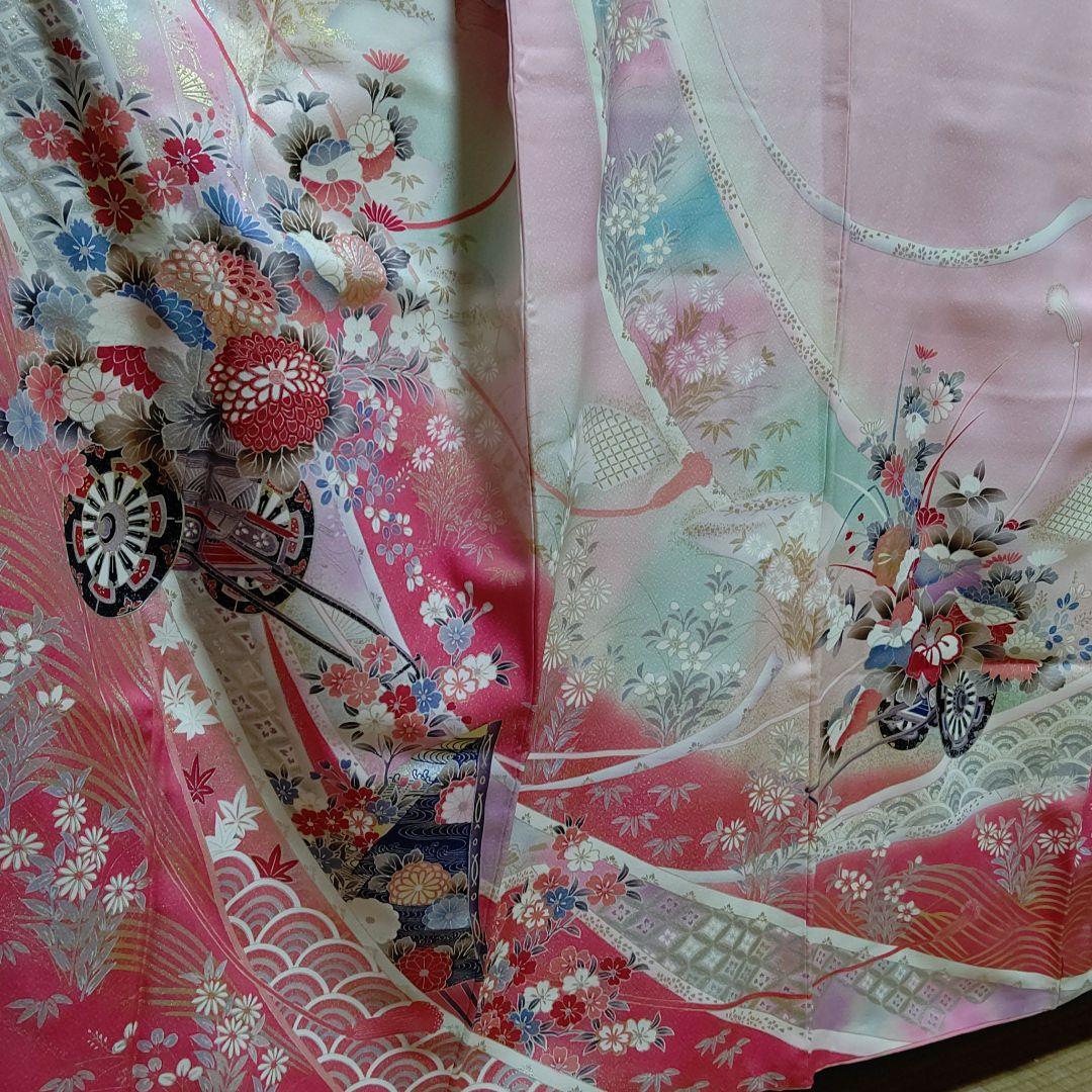 大人気人気SALE✚ 1 菊 暈し グラデーション 袷 eXYI9-m66671288227 正絹 豪華振袖 御所車 萩 NEW即納