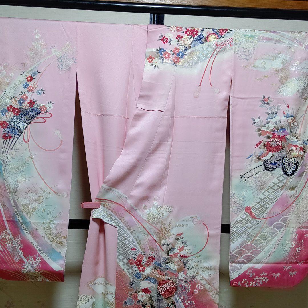 大人気人気SALE✚ 1 菊 暈し グラデーション 袷 eXYI9-m66671288227 正絹 豪華振袖 御所車 萩 NEW即納