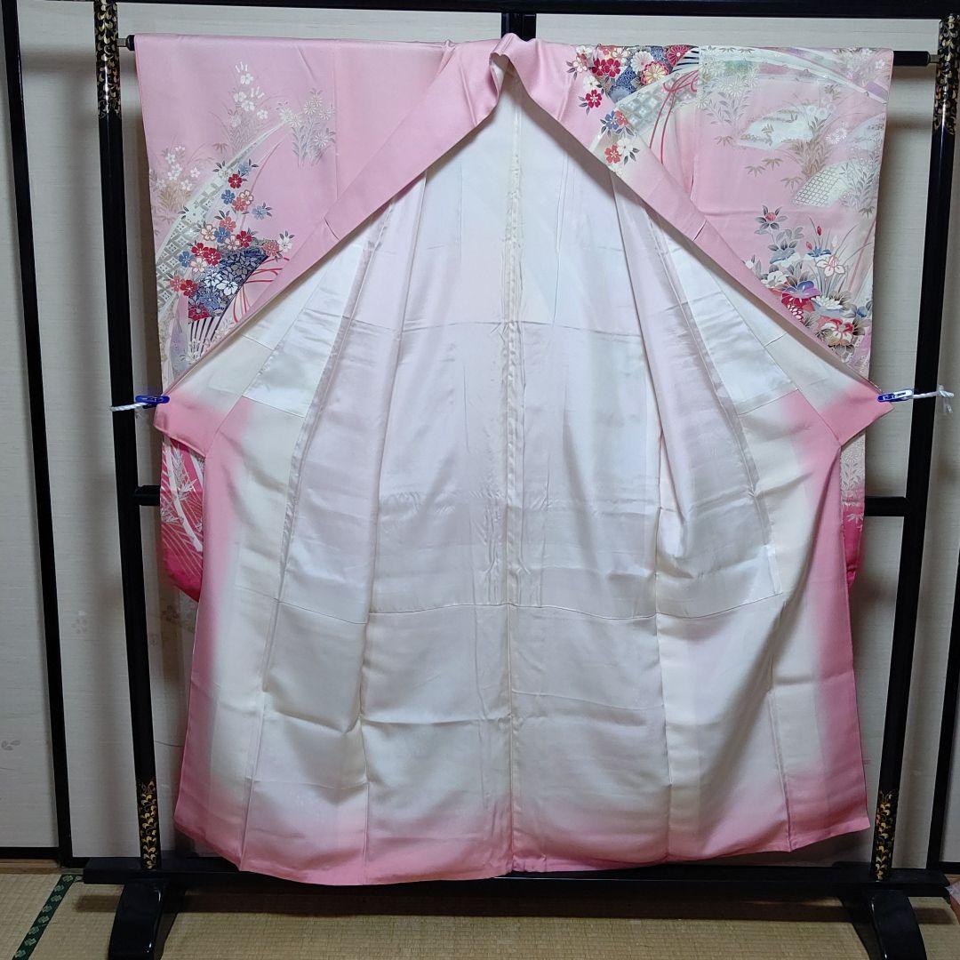 大人気人気SALE✚ 1 菊 暈し グラデーション 袷 eXYI9-m66671288227 正絹 豪華振袖 御所車 萩 NEW即納
