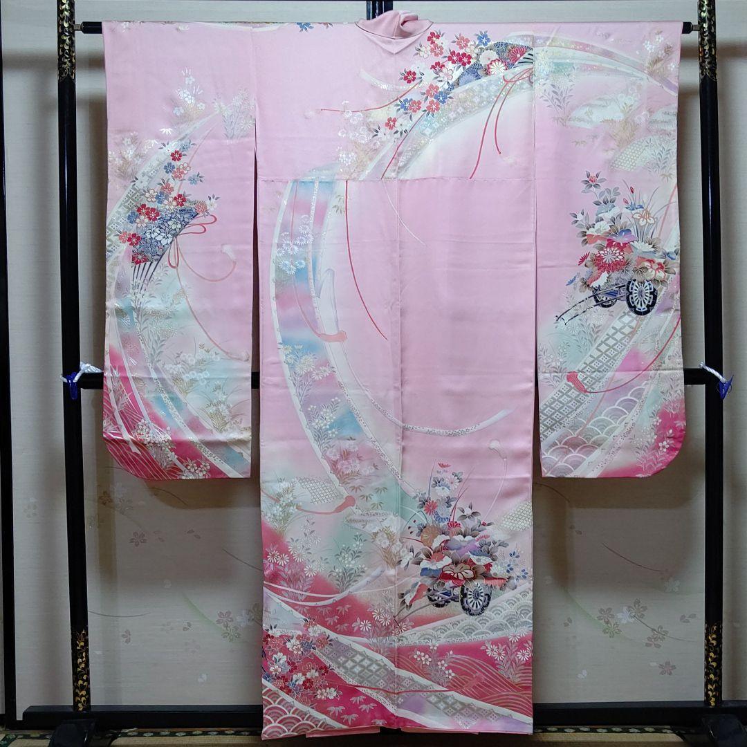 大人気人気SALE✚ 1 菊 暈し グラデーション 袷 eXYI9-m66671288227 正絹 豪華振袖 御所車 萩 NEW即納