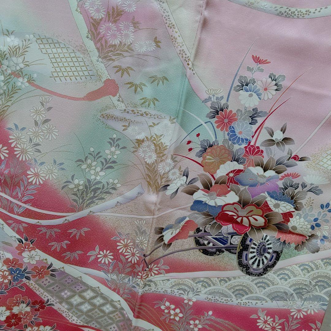 大人気人気SALE✚ 1 菊 暈し グラデーション 袷 eXYI9-m66671288227 正絹 豪華振袖 御所車 萩 NEW即納