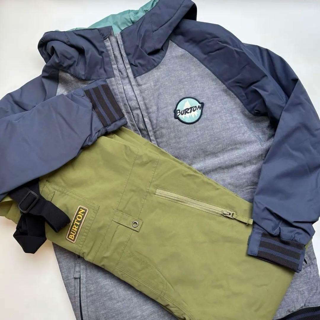 撥水加工クリーニング済み Burton 上下セット グレー ネイビー カーキ140cm BURTON