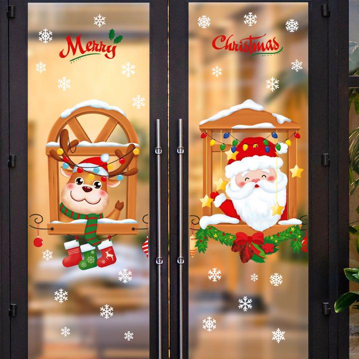 ウォールステッカーW566 クリスマスサンタルドルフDIY 窓シール