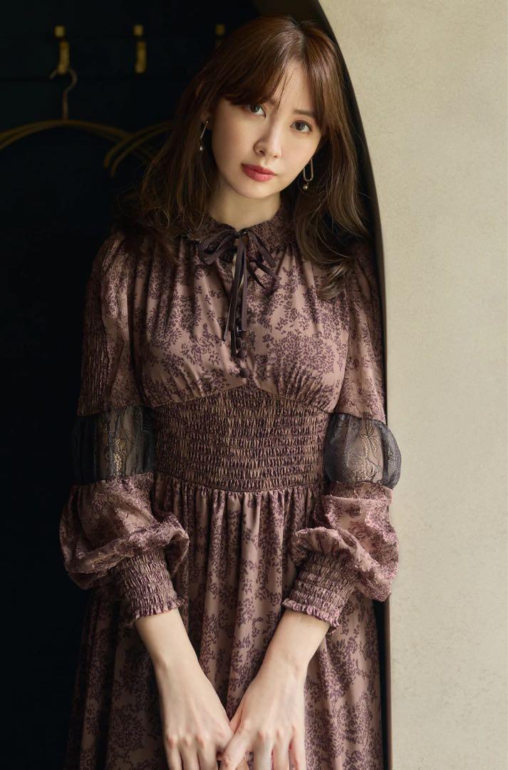 Winter Floral Long-sleeve Dress