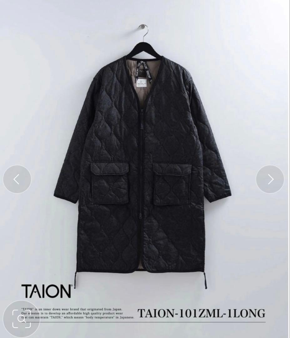 TAION UNISEX ミリタリー Vネックジップ ダウンコート2XL(3L)・TAION