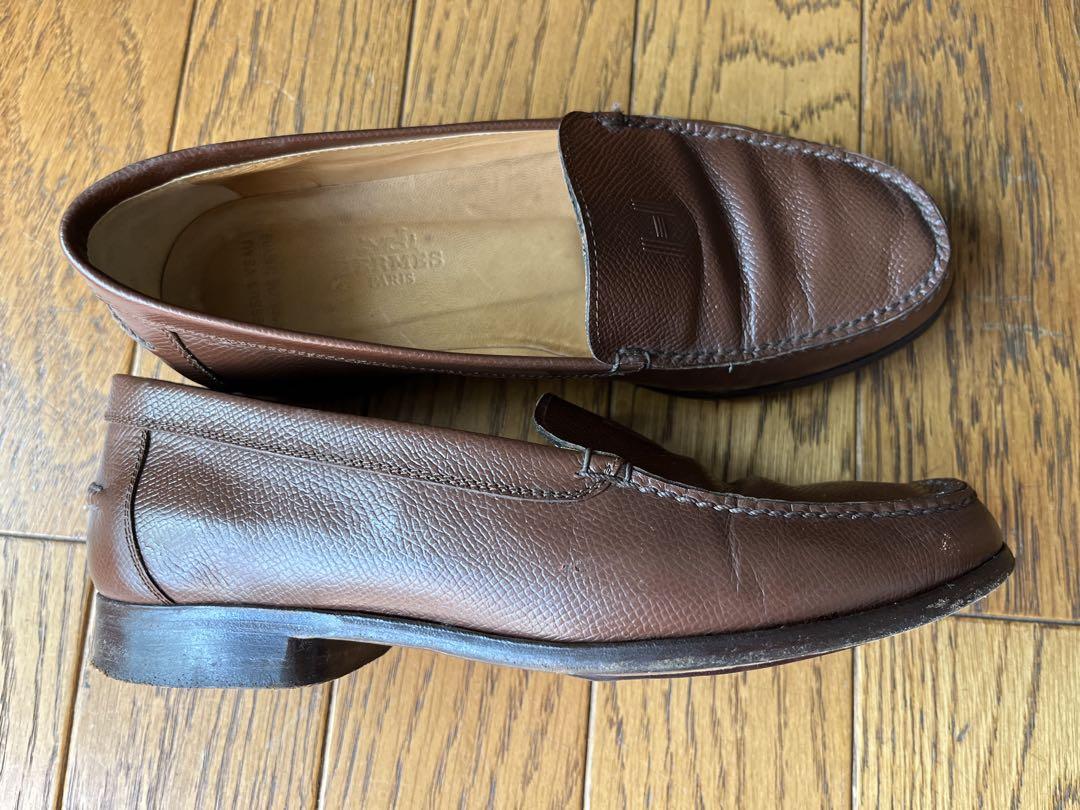 エルメス　レザーローファー　ブラウン