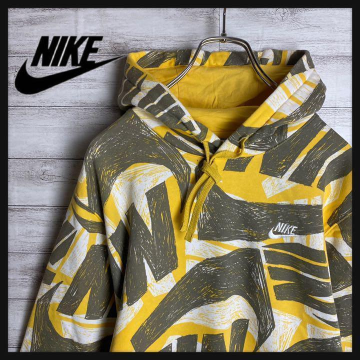 大好き 【即完モデル‼︎】NIKE◎黄黒 ビッグロゴ パーカー NO650