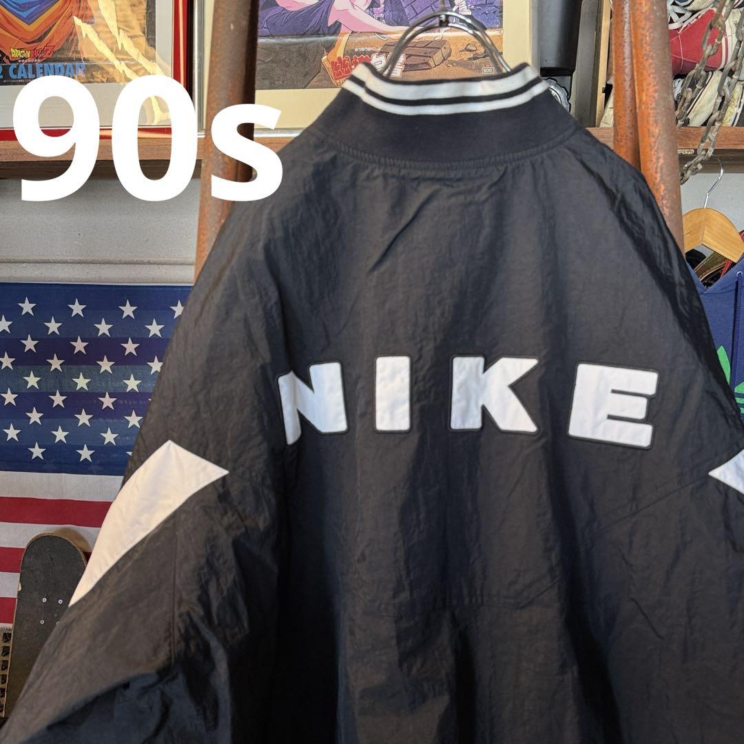 90s 白タグ NIKE ナイキ ナイロンプルオーバージャケット 黒白