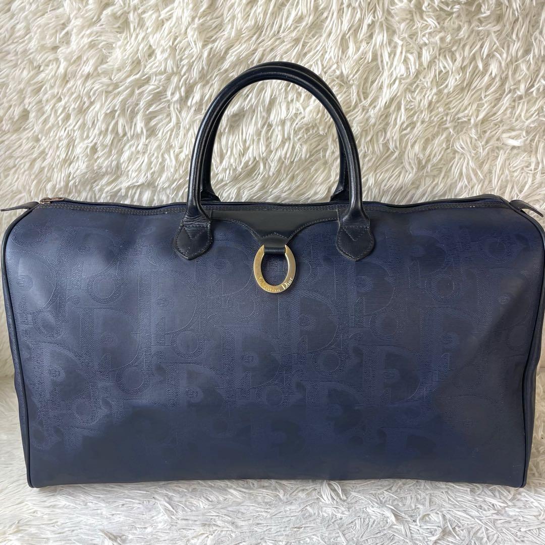 DIOR トロッター柄 ダッフルバッグ ボストン 大容量 ネイビー PVC 良品 画像2