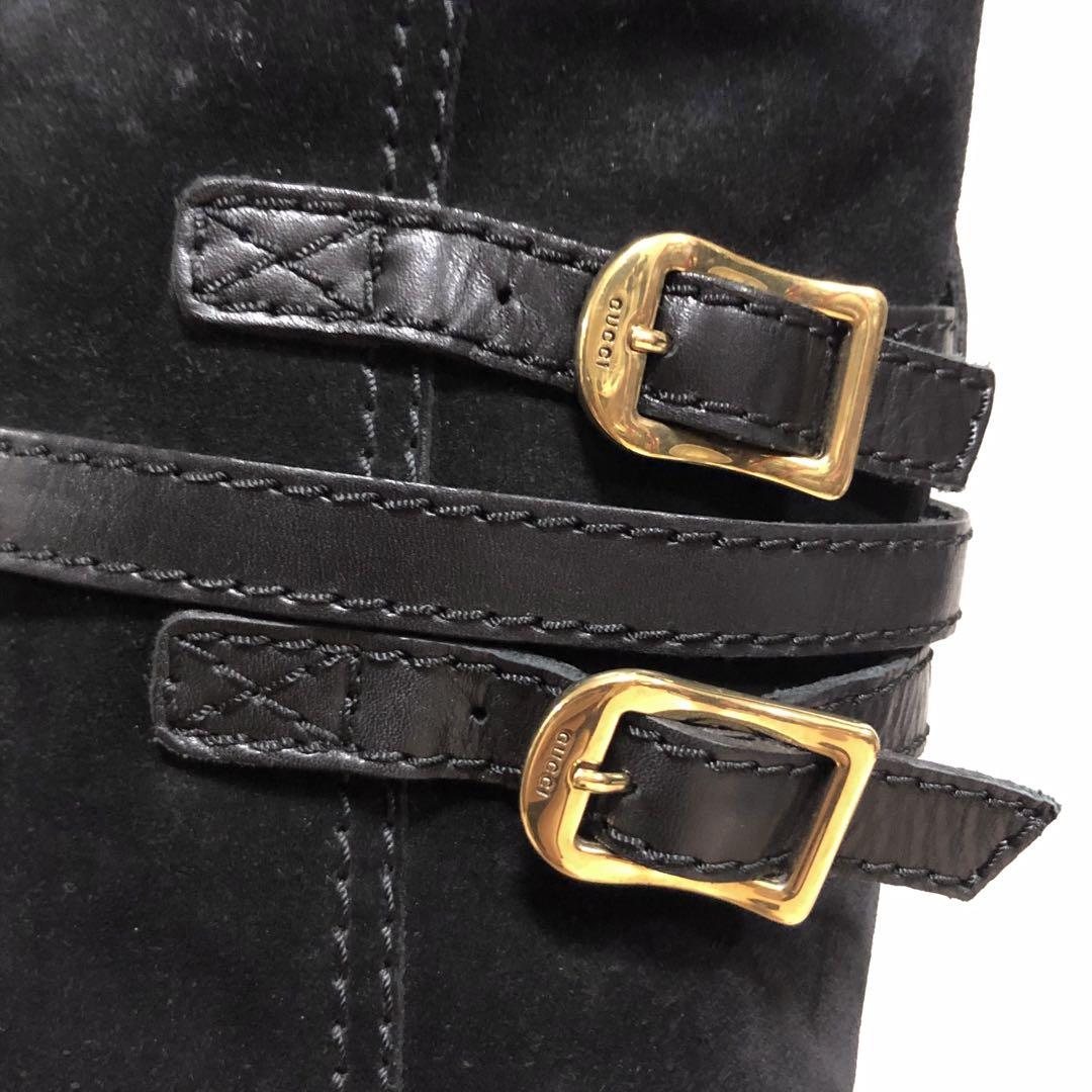 グッチ　GUCCI スエード　レザー　ロングブーツ　ベルト　グランジ　ブーツ