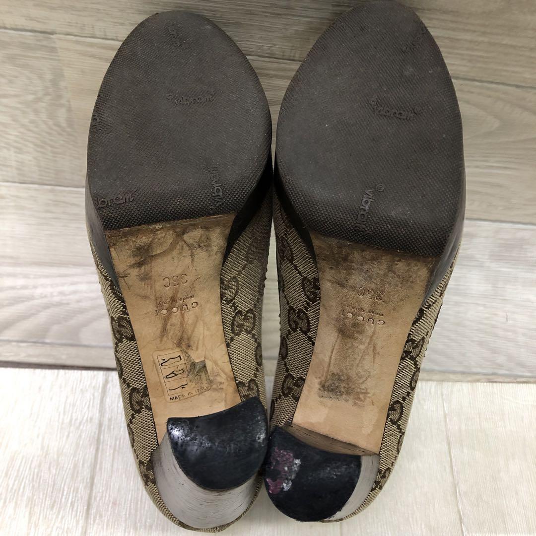 花*様 GUCCI グッチ パンプス 35C 213003 GG柄 ジャガード×