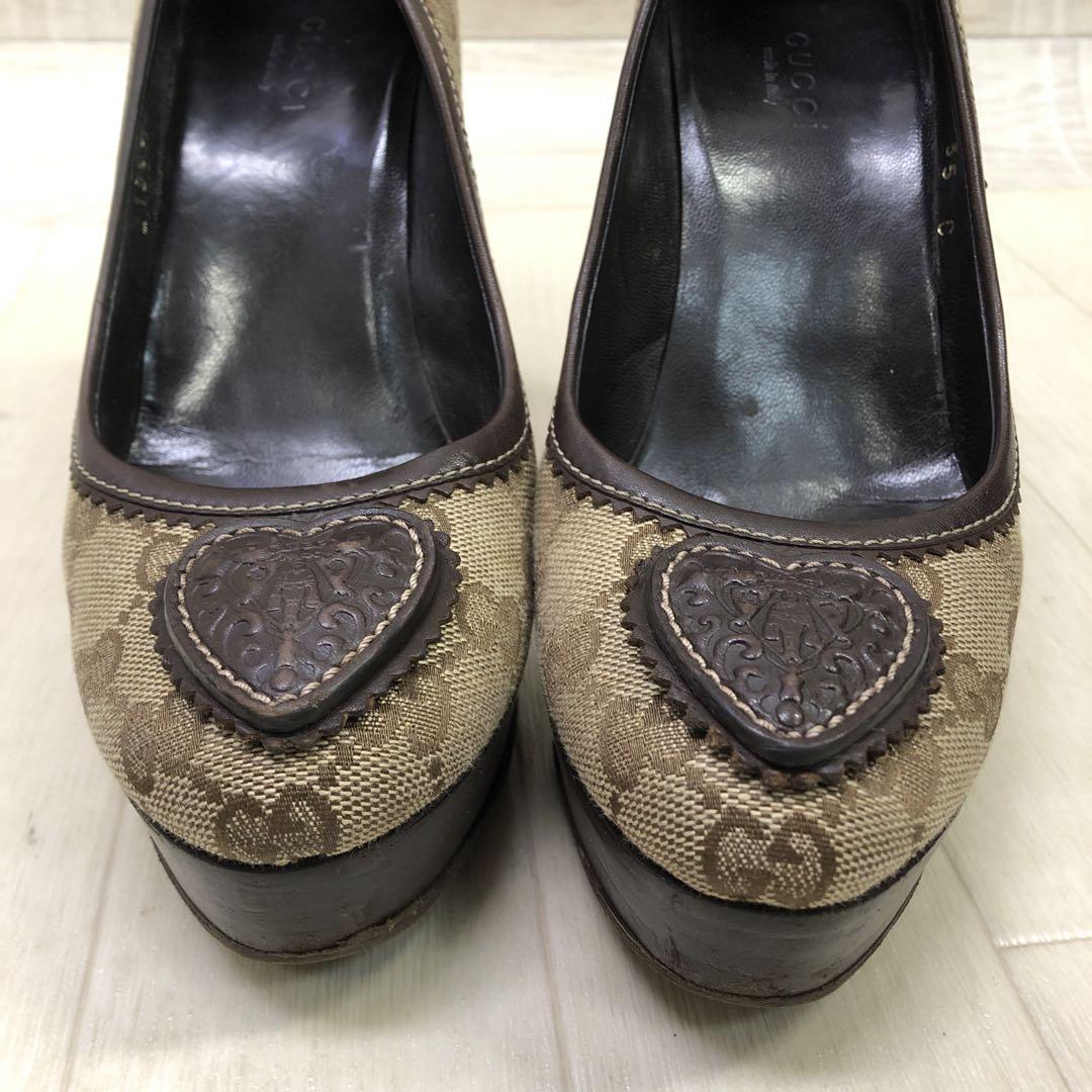 GUCCI グッチ パンプス 35C 213003 GG柄 ジャガード×レザー