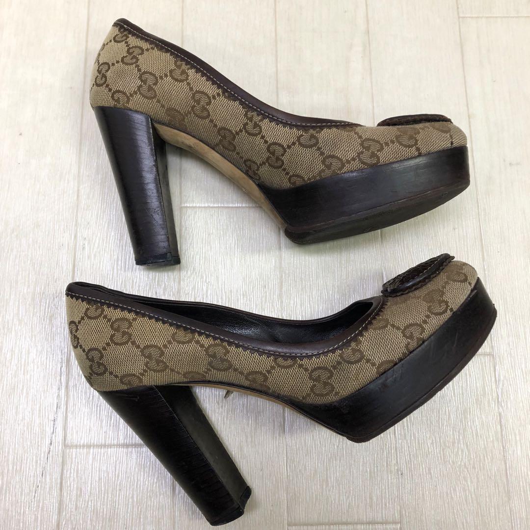 花*様 GUCCI グッチ パンプス 35C 213003 GG柄 ジャガード×