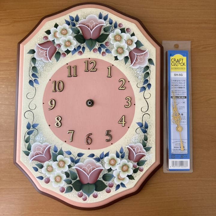 匿名発送 アンティーク風 トールペイント 掛時計 【針付き