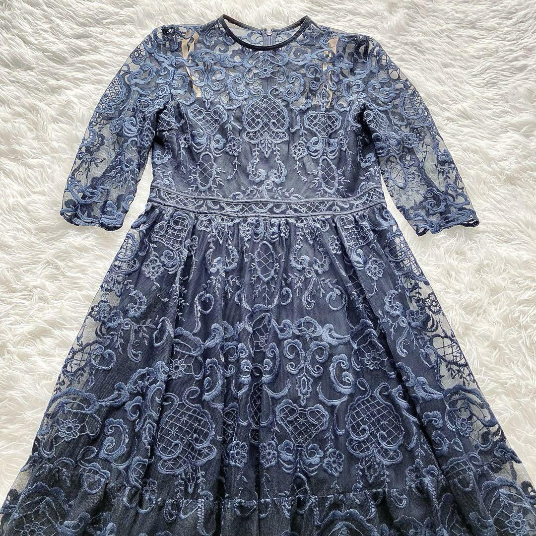 CELFORD✨セルフォード✨レース ワンピース ネイビー ロング 七