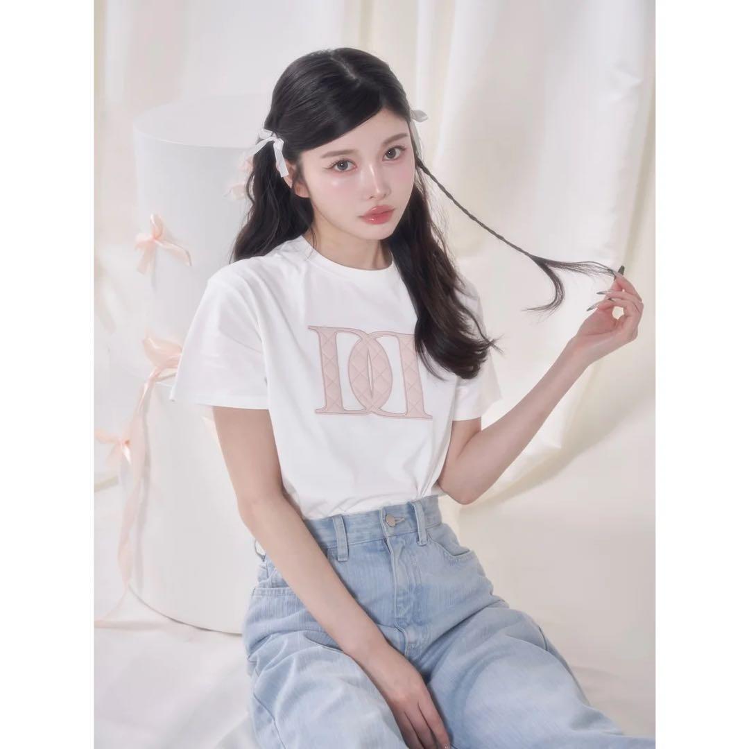 新品タグ付 ダーリッチ キルティングアップリケTシャツ ホワイト