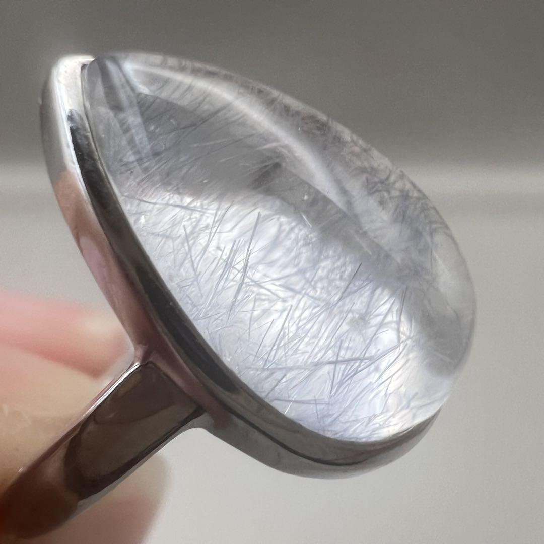 セール 海外 Dumortierite7）希少石デュモルチェライトインクォーツs925リング アクセサリー