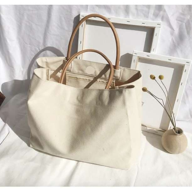 シンプル 無地キャンバストート マザーズバッグ ママバッグ お仕事カバン きなり メルカリ