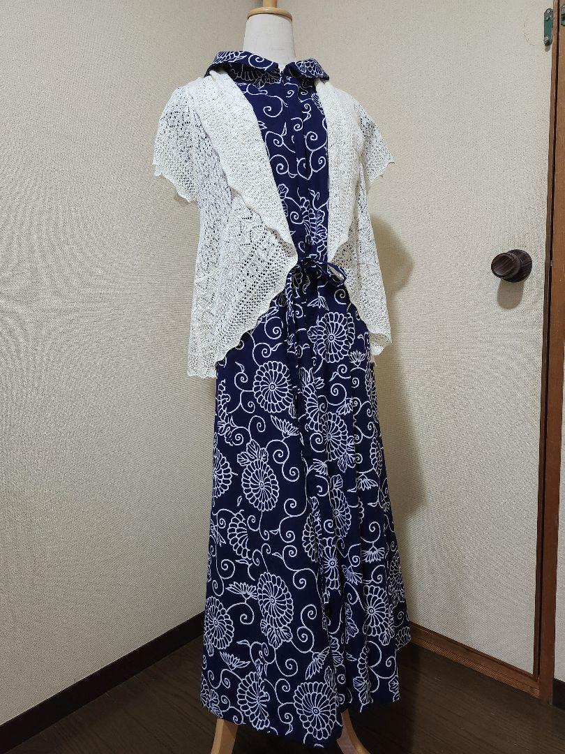 浴衣リメイクワンピース ロング丈（カーディガン付き） - メルカリ