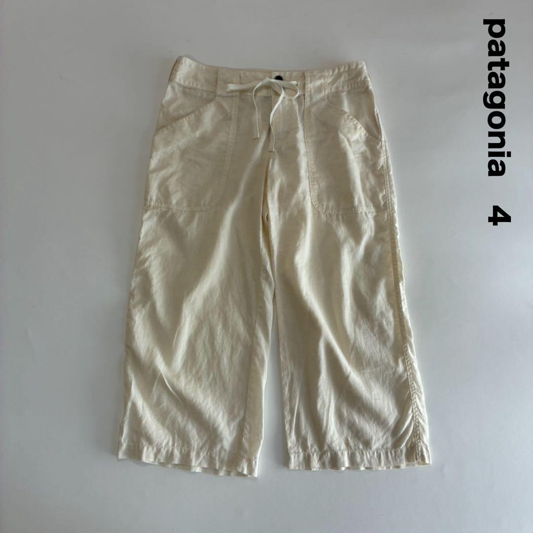 patagonia パタゴニア☆リネンコットンカーゴハーフパンツ 4 オフ白
