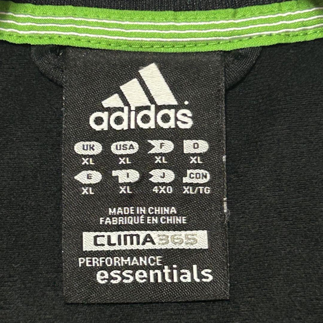 adidas トラックジャケット黒×3ネオン緑ラインXL韓国ストリート