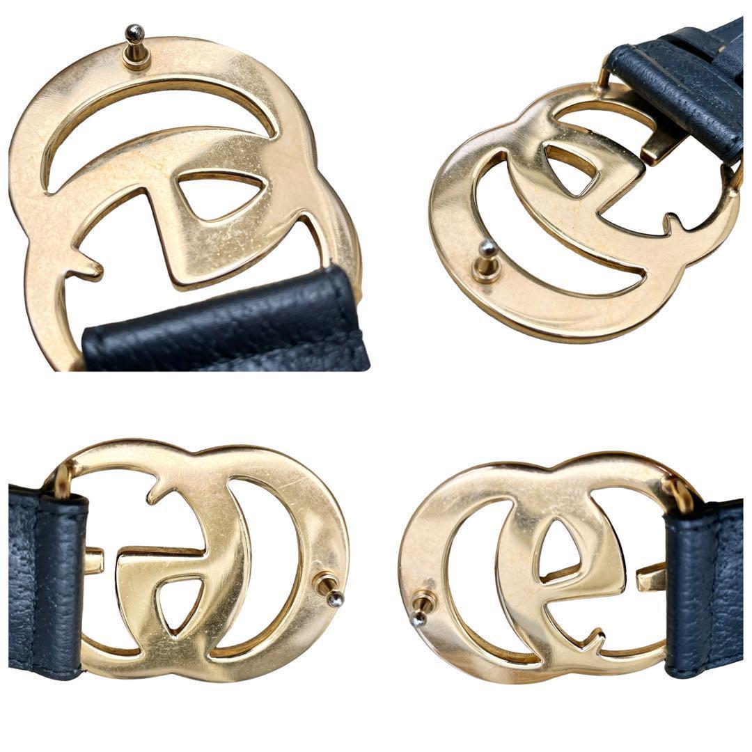 グッチ GUCCI  ベルトGG マーモント 金バックルロゴ レザー 80・32