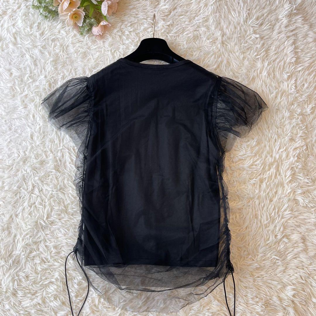 美品 M'S GRACY チュール ドローストリング カットソー ブラック 40