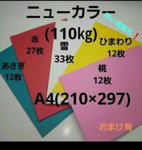 ニューカラー110㎏、あさぎ、赤、雪、ひまわり、桃、A4サイズ、超お得セット❗