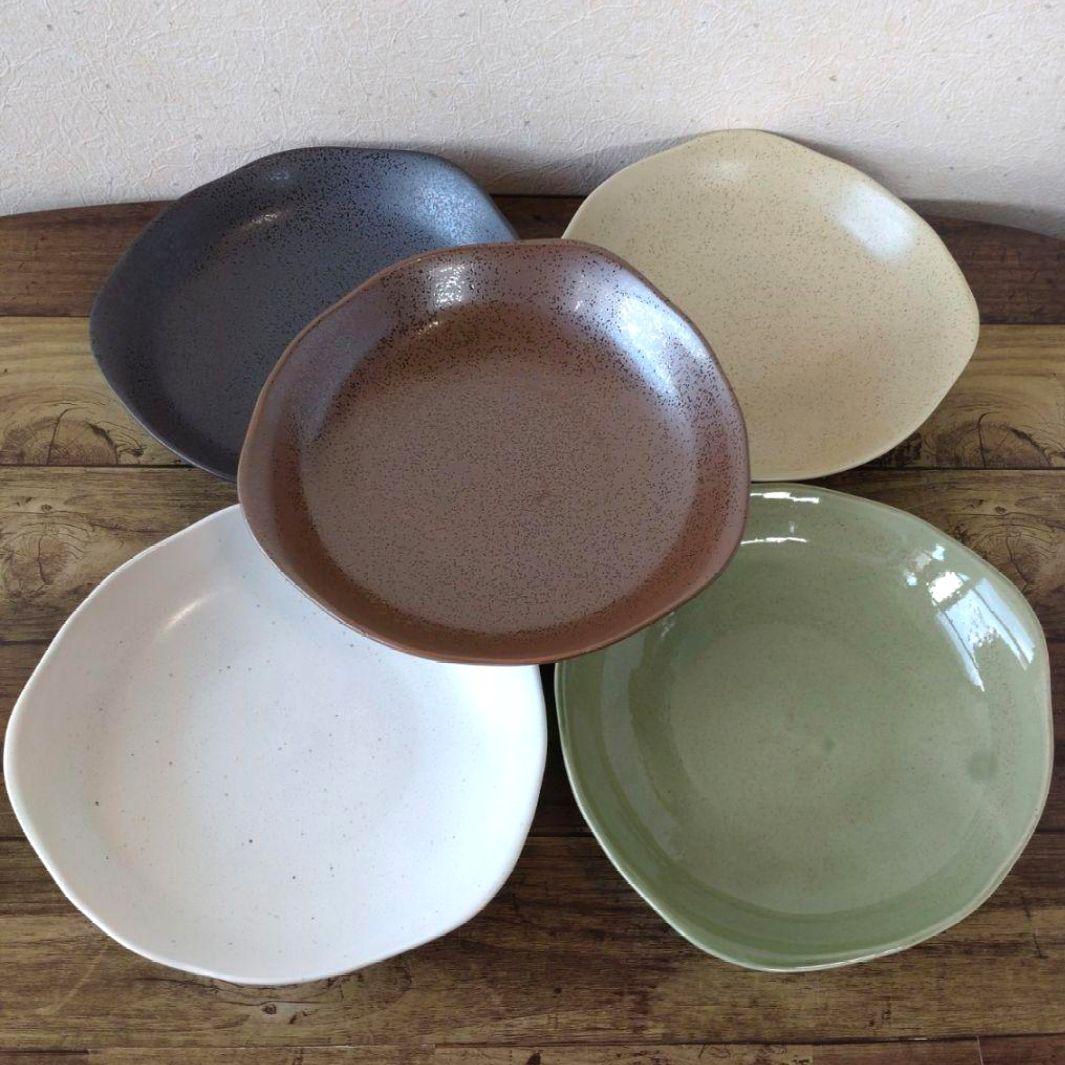 【5枚組】新品 日本製 美濃焼 アースカラー カレー皿 パスタ皿 揃 和モダン