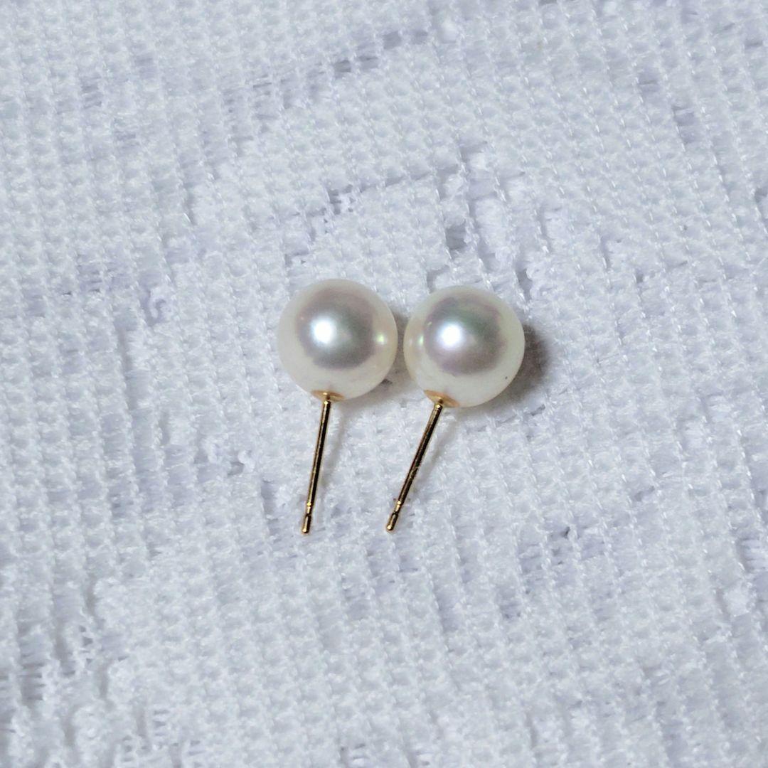 K18 18金 あこや 真珠 本真珠 ピアス 7.8mm K18 18金 あこや 真珠 本真珠 ピアス 7.8mm