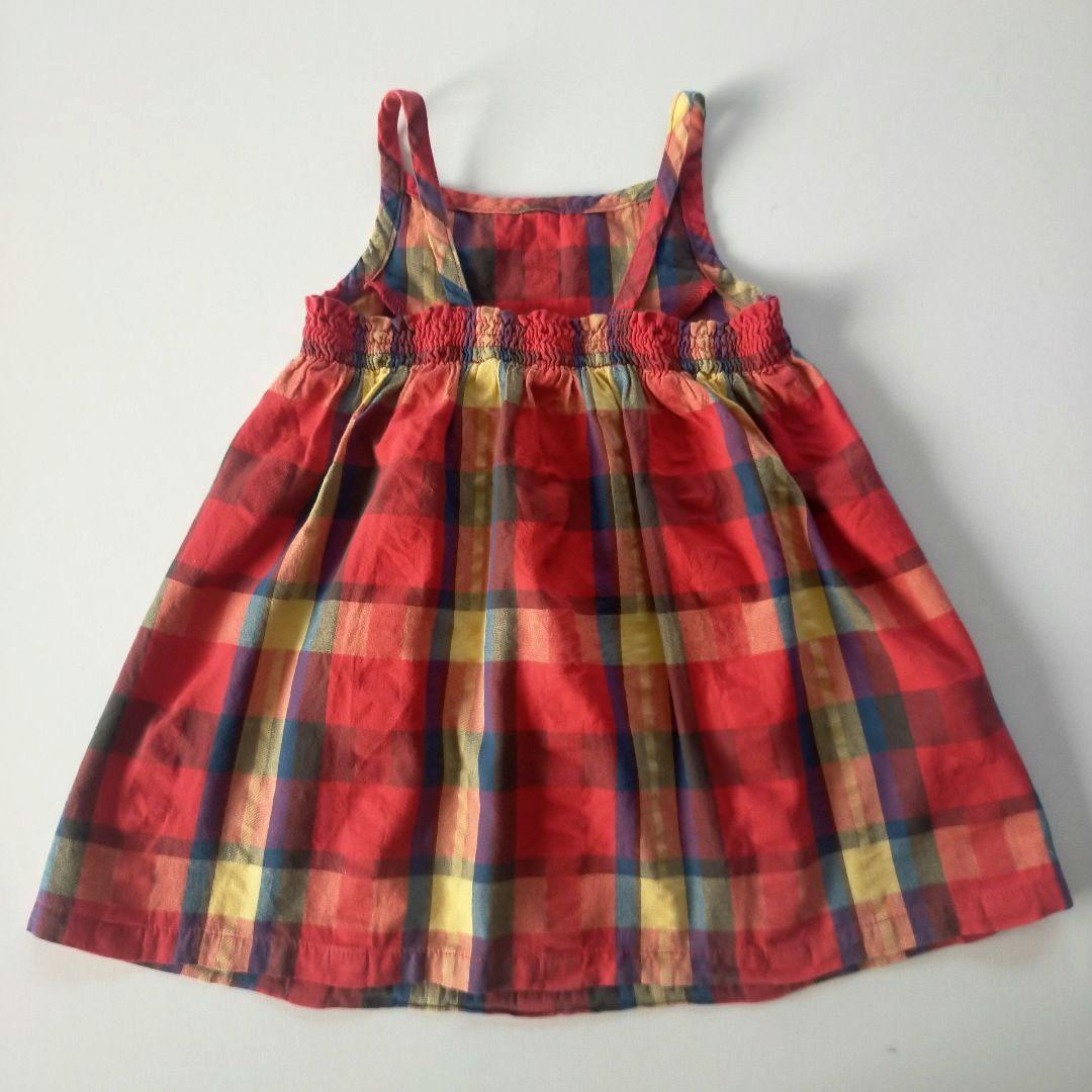 極美品 familiar ファミリア 長袖ワンピース 赤チェック 80