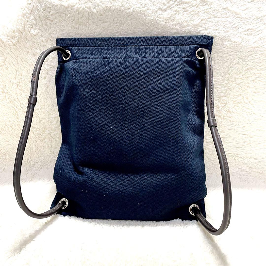HERMES エルメス アリーヌMM トワルシェブロン Y刻印 ネイビー