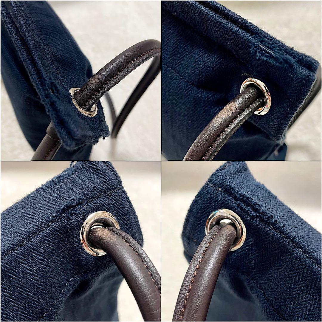 HERMES エルメス アリーヌMM トワルシェブロン Y刻印 ネイビー