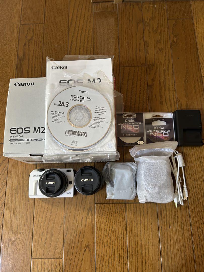 Canon EOS M2 ダブルレンズキット イタリアンレザーストラップ付き