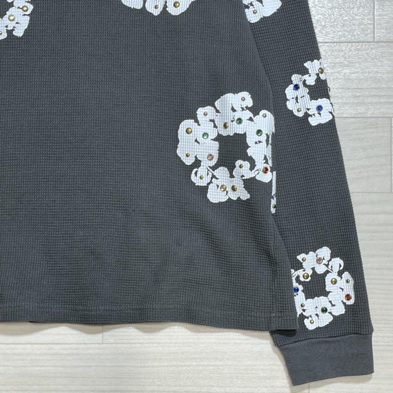 デニムティアーズ/ラインストーン コットンリースサーマル/長袖Tシャツ