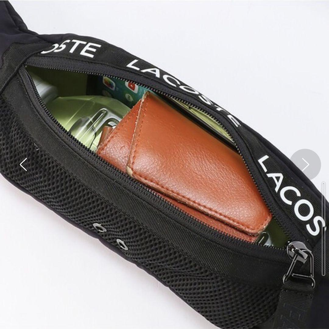 【美品】ラコステ ロゴバンドカラーブロックナイロンウエストバッグ