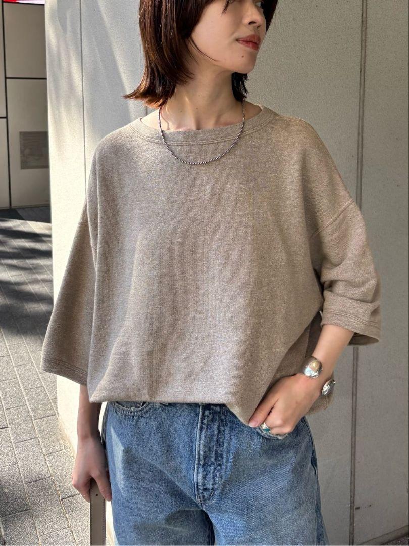 FRAMe WORK ボートネック オーバー 五分袖スウェット ラグラン ワイド