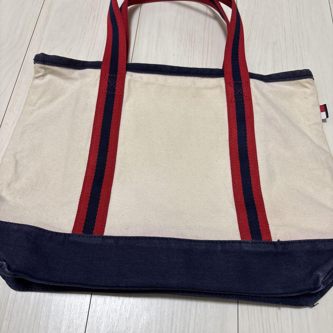 TOMMY HILFIGER トートバッグ ベージュ/ネイビー/レッド - メルカリ
