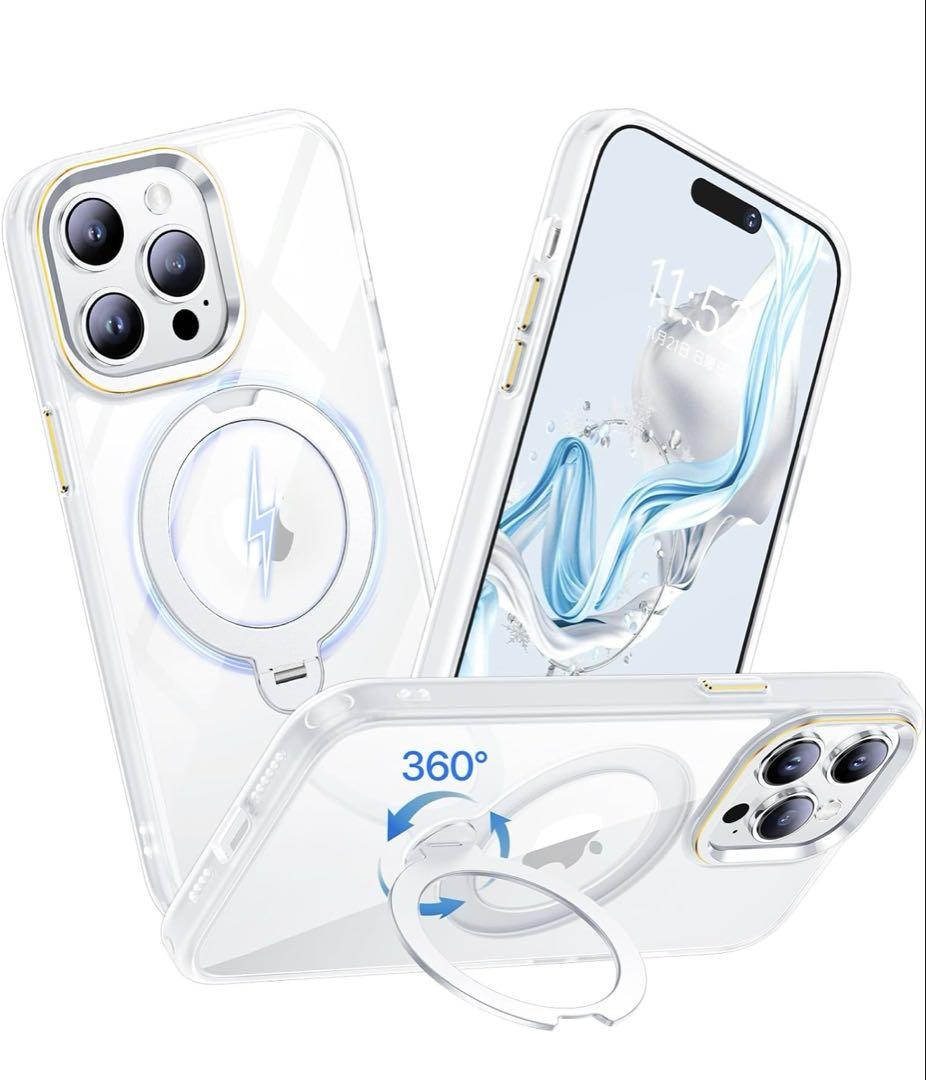 iPhone用クリアソフトケース 360度回転リング付き ２個セット