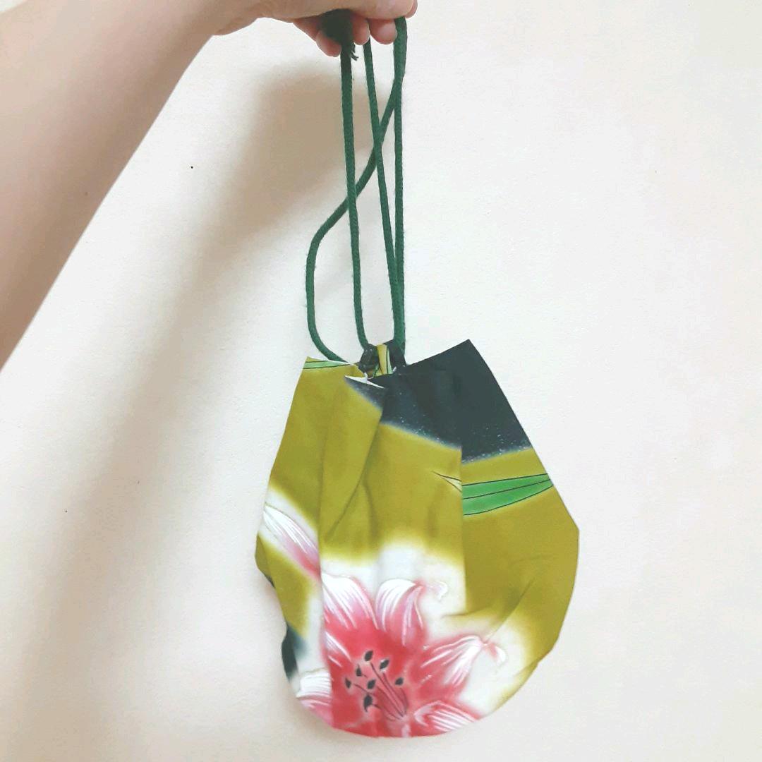 浴衣　きれい系浴衣 　yukata　ユリ柄浴衣　グリーン系浴衣　着物　緑着物