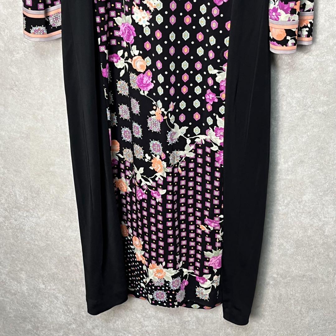美品　LEONARD レオナール　カンカン　ストレッチ　花柄　ワンピース 美品 LEONARD レオナール カンカン 花柄 ストレッチ ワンピース