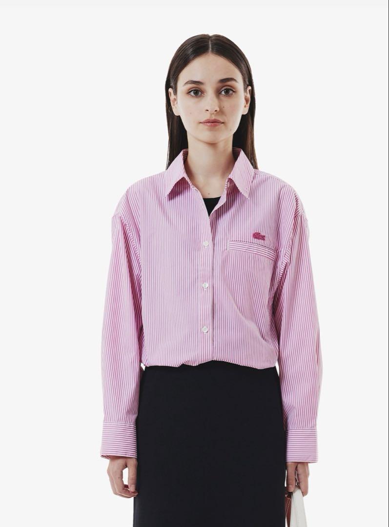 値下げ‼️LACOSTE ピンク ショート&ワイドストライプシャツ 38サイズ