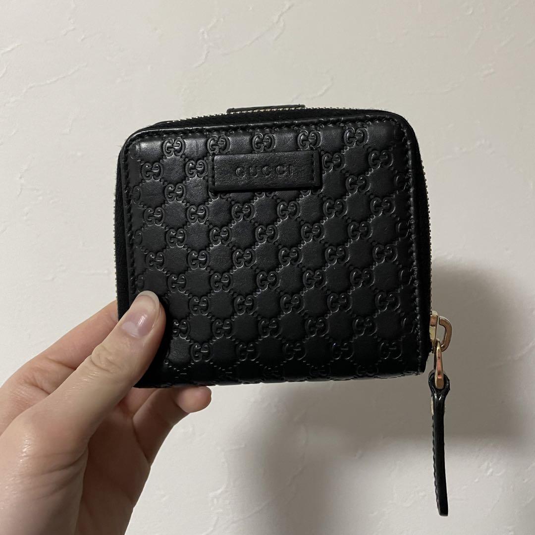 【正規品】GUCCI マイクロシマ ラウンドファスナー レザーブラック