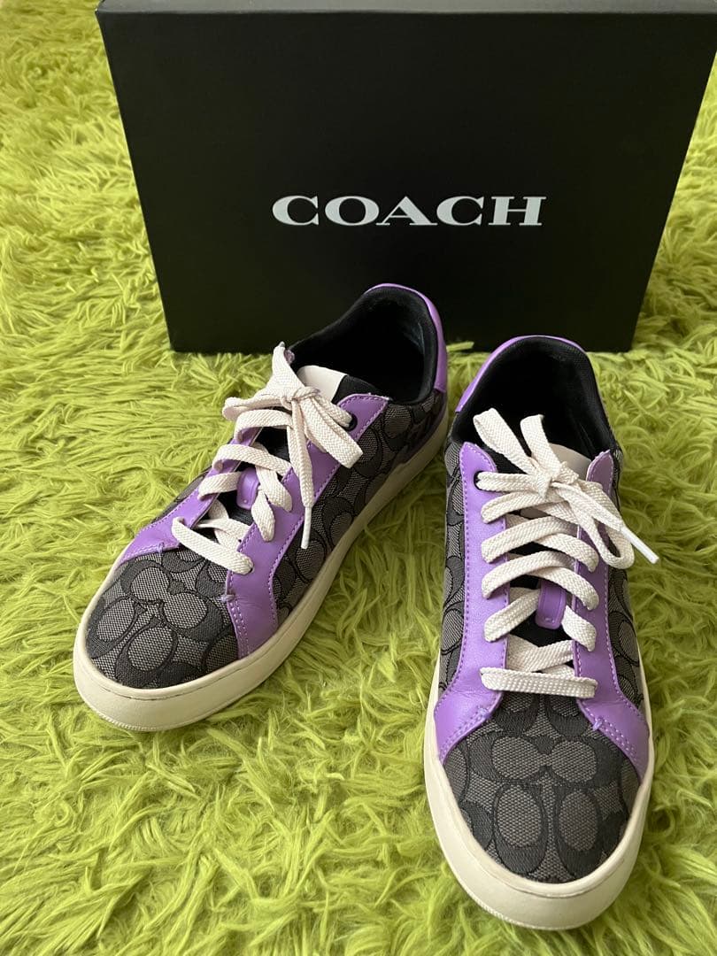 送料無料COACH クリップ ロー トップ スニーカー・シグネチャー ジャカード