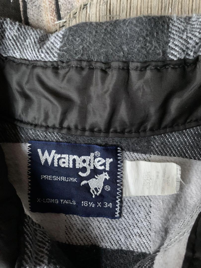 90s XL wrangler vtg ウエスタン ネルシャツ ブラック グレー