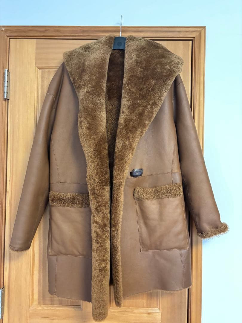 メルローズ ブラウン ムートンコート フード付きM MELROSE